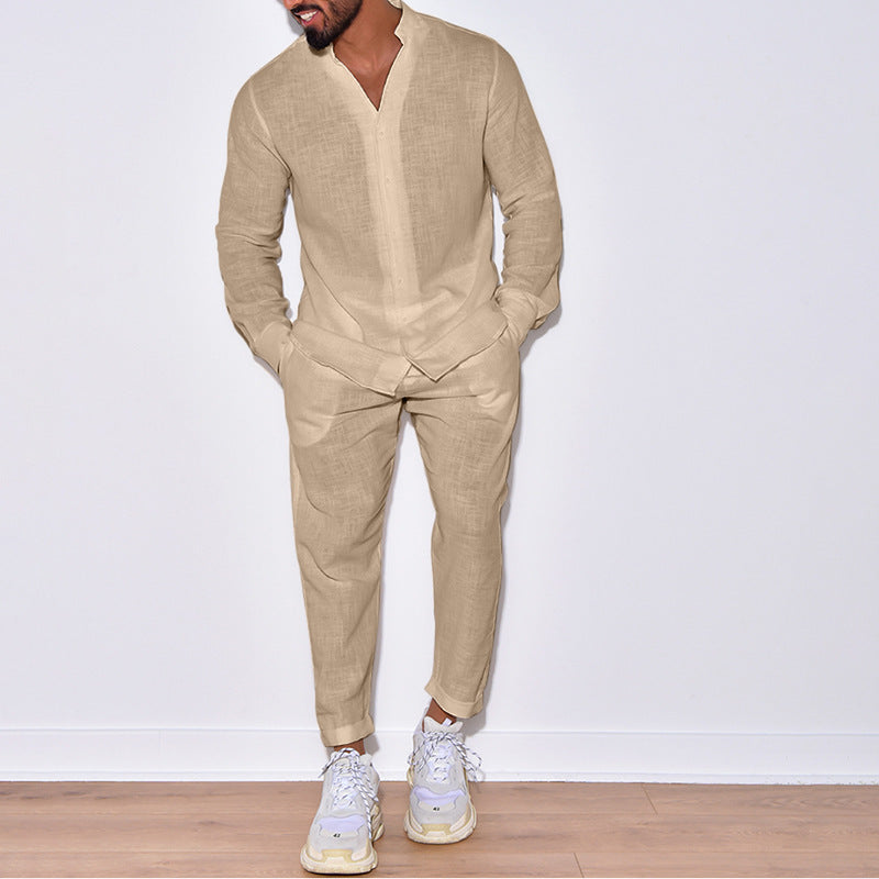 European And American Sports Suit Men's Long Linen Sleeves Fashion Work Clothes Trousers - Top Sales💳💵