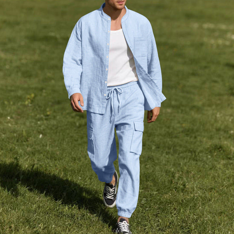 Long Sleeve Trousers Cardigan Casual Loose Beach Suit - Top Sales💳💵