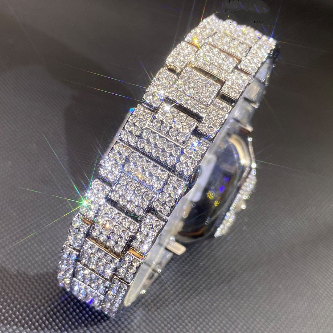 European And American Hip-hop Men's Watch Square-shaped Fully Diamond-encrusted Multi-functional - Top Sales💳💵