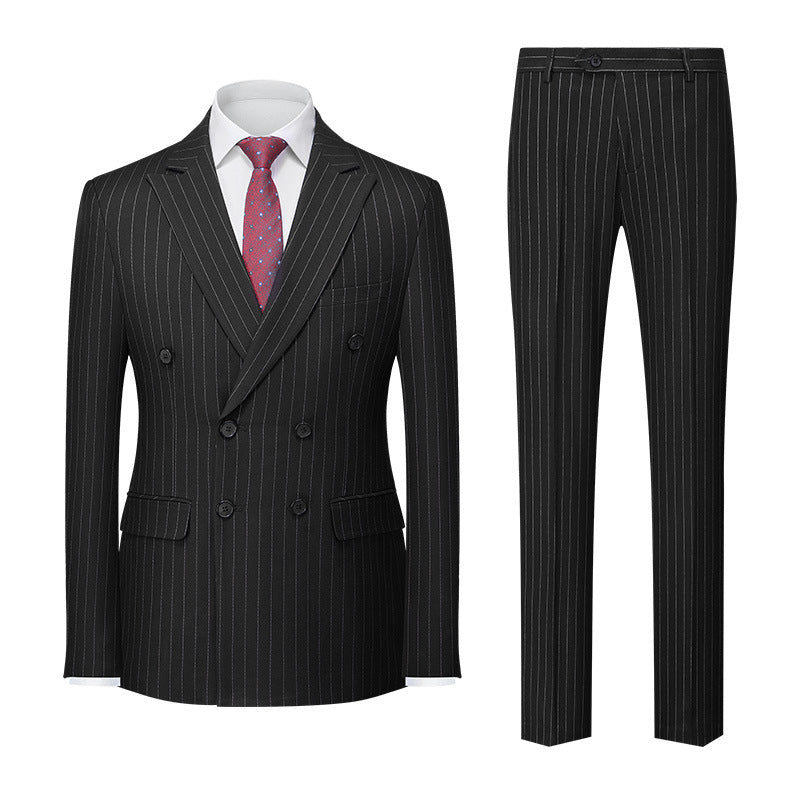 Men's Striped Suit Double-row Two-button Trousers Suit - Top Sales💳💵