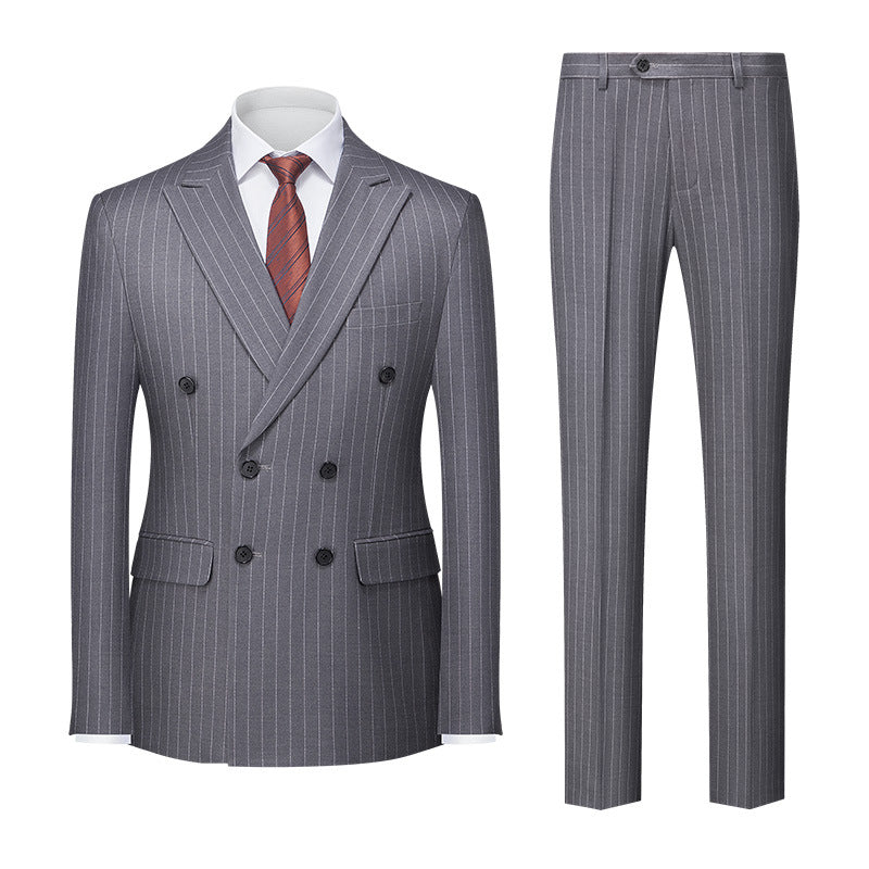 Men's Striped Suit Double-row Two-button Trousers Suit - Top Sales💳💵