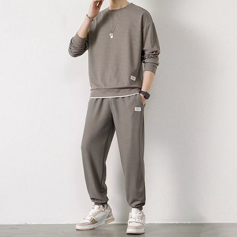 Long-sleeved Sweater Trousers Waffle Leisure Sports Student - Top Sales💳💵