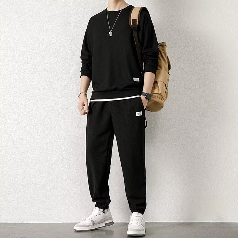 Long-sleeved Sweater Trousers Waffle Leisure Sports Student - Top Sales💳💵
