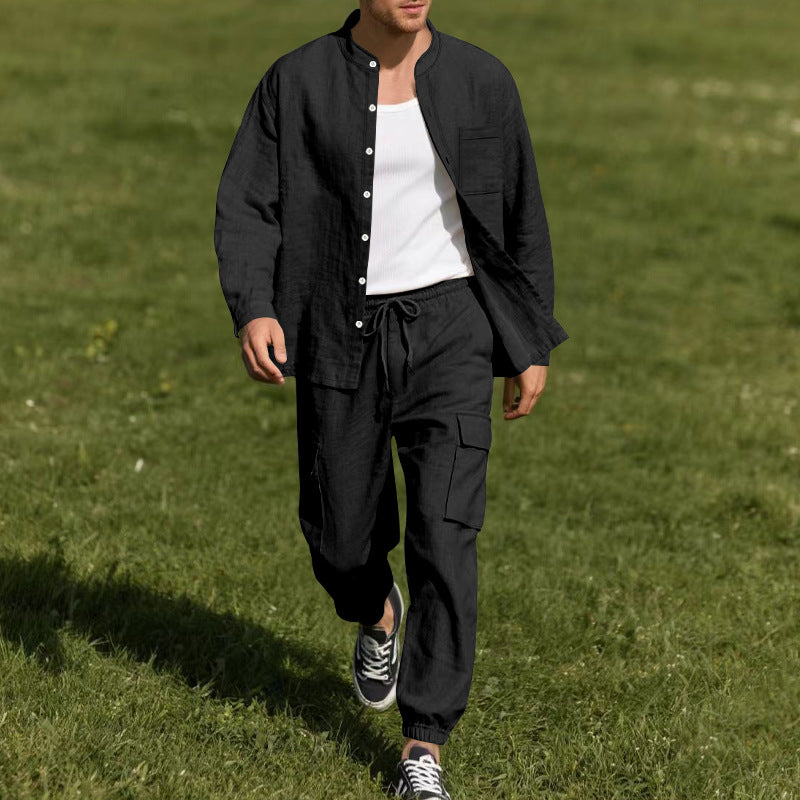 Long Sleeve Trousers Cardigan Casual Loose Beach Suit - Top Sales💳💵