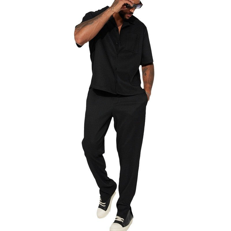 New Casual Loose Lapels Short-sleeved Trousers Trendy Men's Suit - Top Sales💳💵