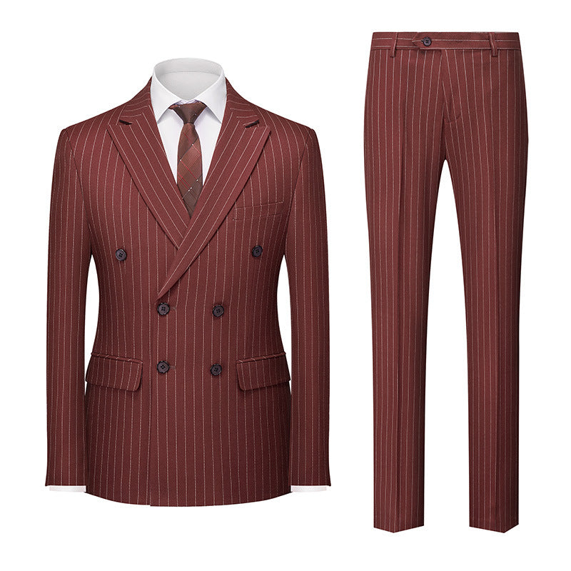 Men's Striped Suit Double-row Two-button Trousers Suit - Top Sales💳💵