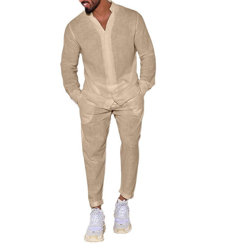 European And American Sports Suit Men's Long Linen Sleeves Fashion Work Clothes Trousers - Top Sales💳💵