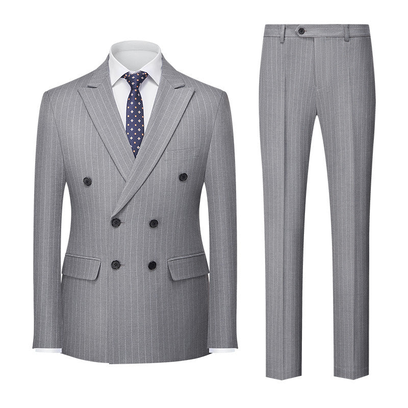 Men's Striped Suit Double-row Two-button Trousers Suit - Top Sales💳💵