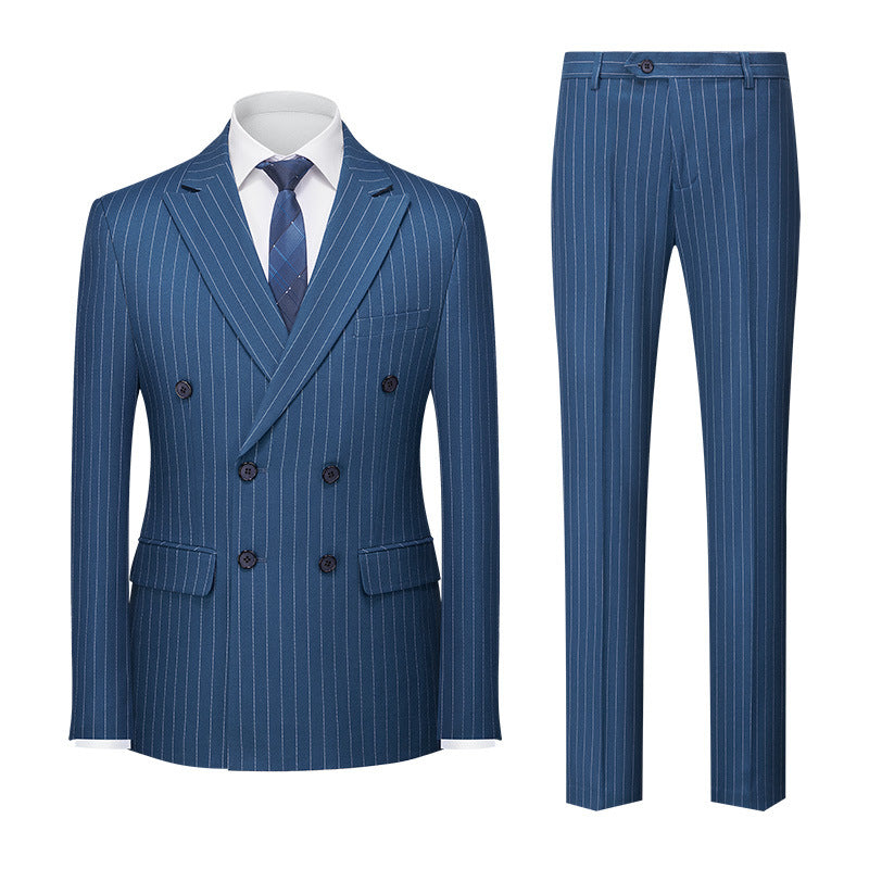 Men's Striped Suit Double-row Two-button Trousers Suit - Top Sales💳💵