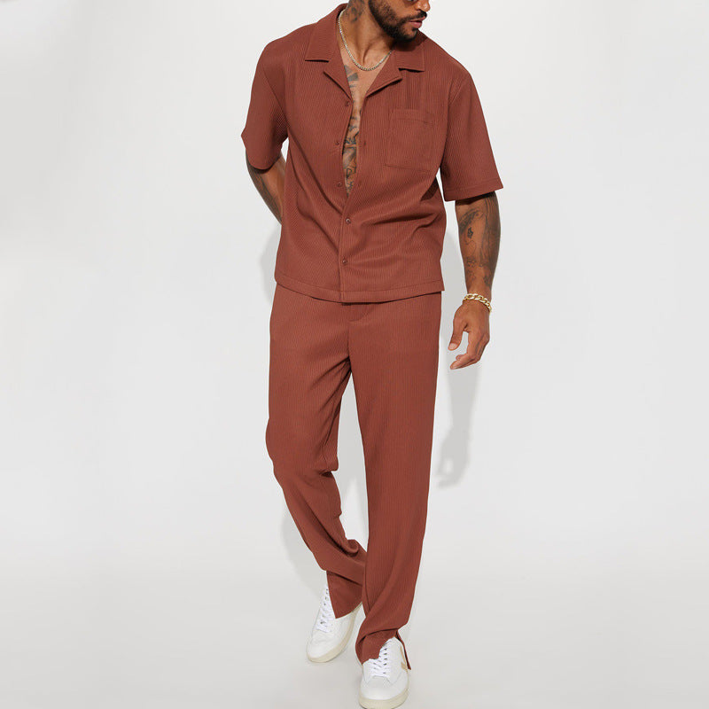 New Casual Loose Lapels Short-sleeved Trousers Trendy Men's Suit - Top Sales💳💵