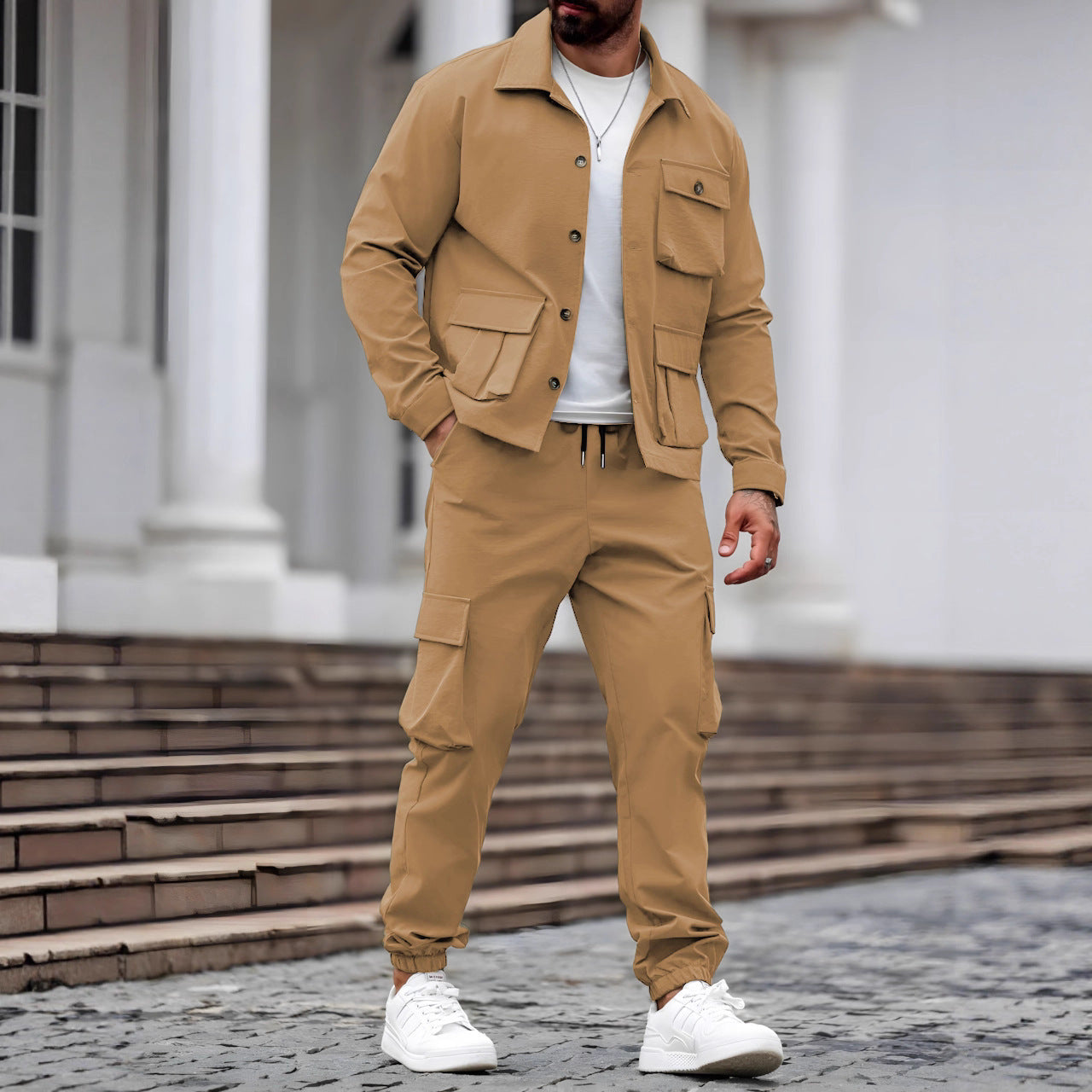 Cross-border Heavy Men's Vintage Overalls Jacket Multi-pocket Trousers Trendy Tough Guy Suit - Top Sales💳💵
