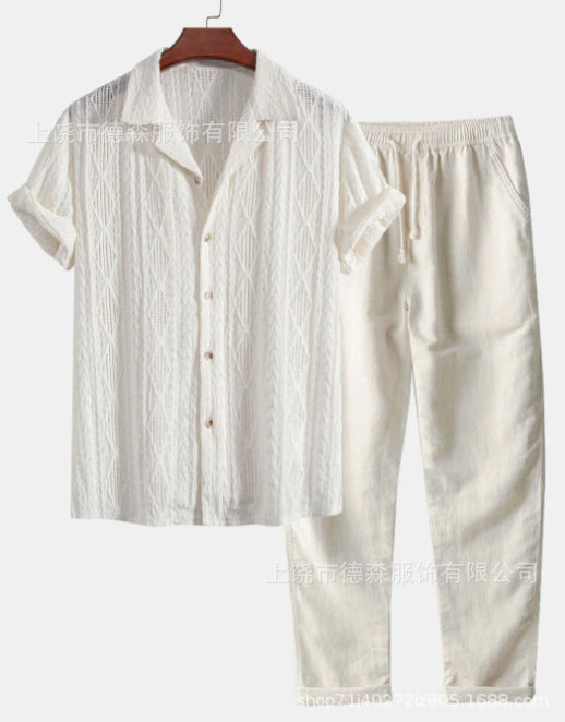 Loose Short Sleeve Shirt Trousers Suit Men - Top Sales💳💵