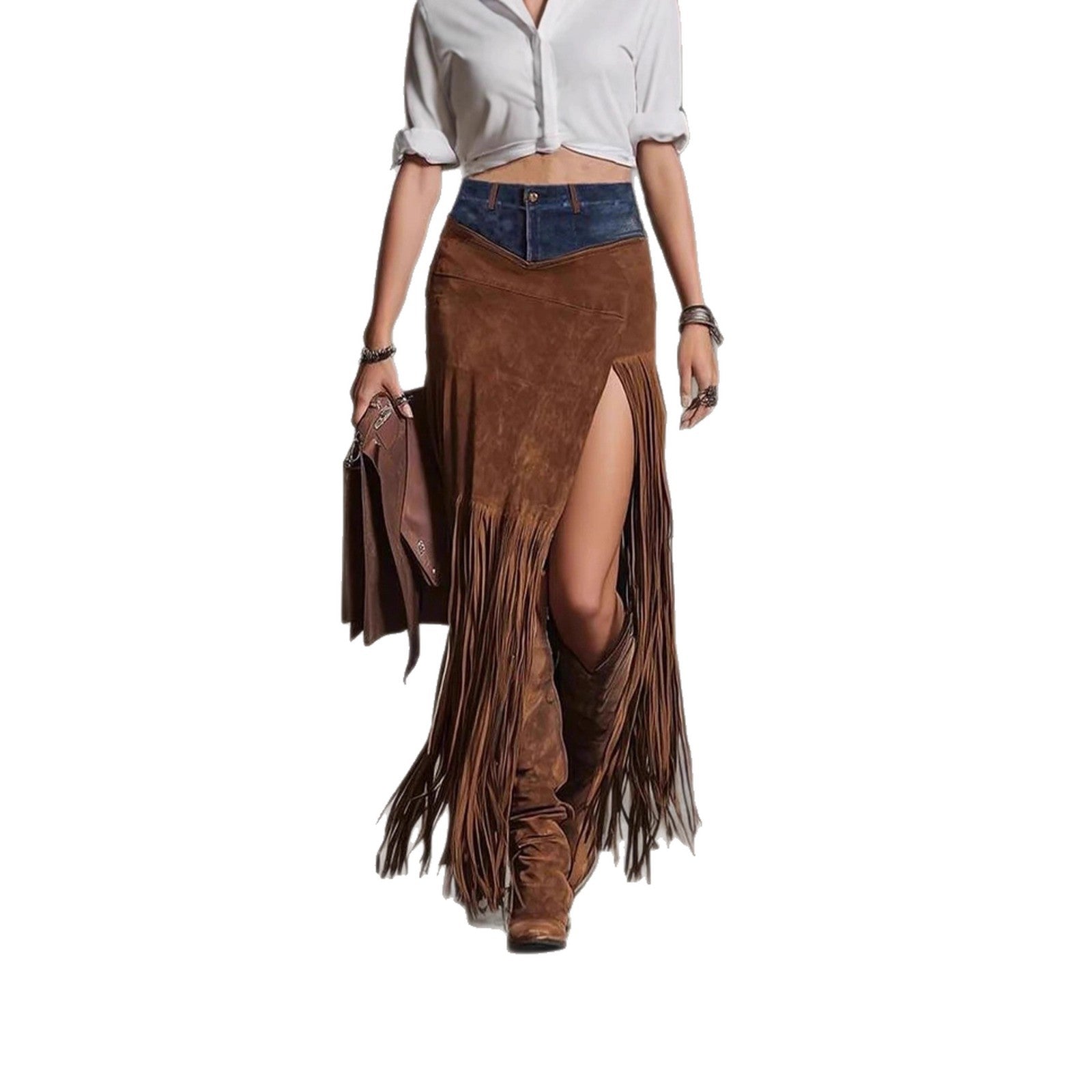 Chic Asymmetrical Tassel Suede Skirt - Top Sales💳💵