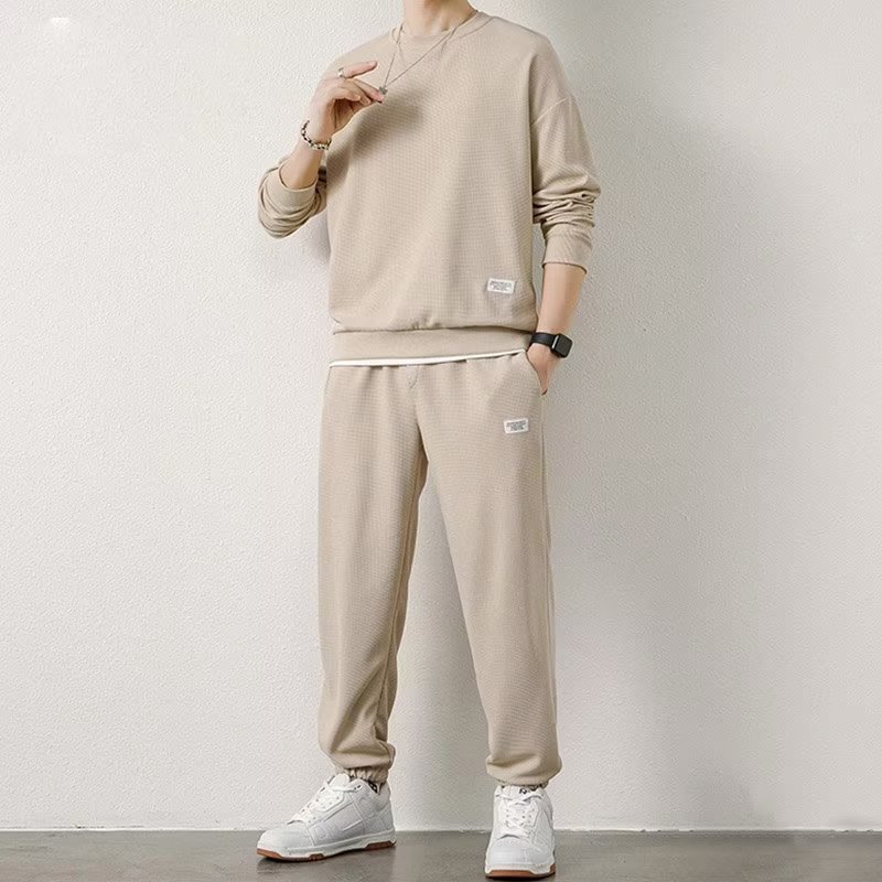 Long-sleeved Sweater Trousers Waffle Leisure Sports Student - Top Sales💳💵