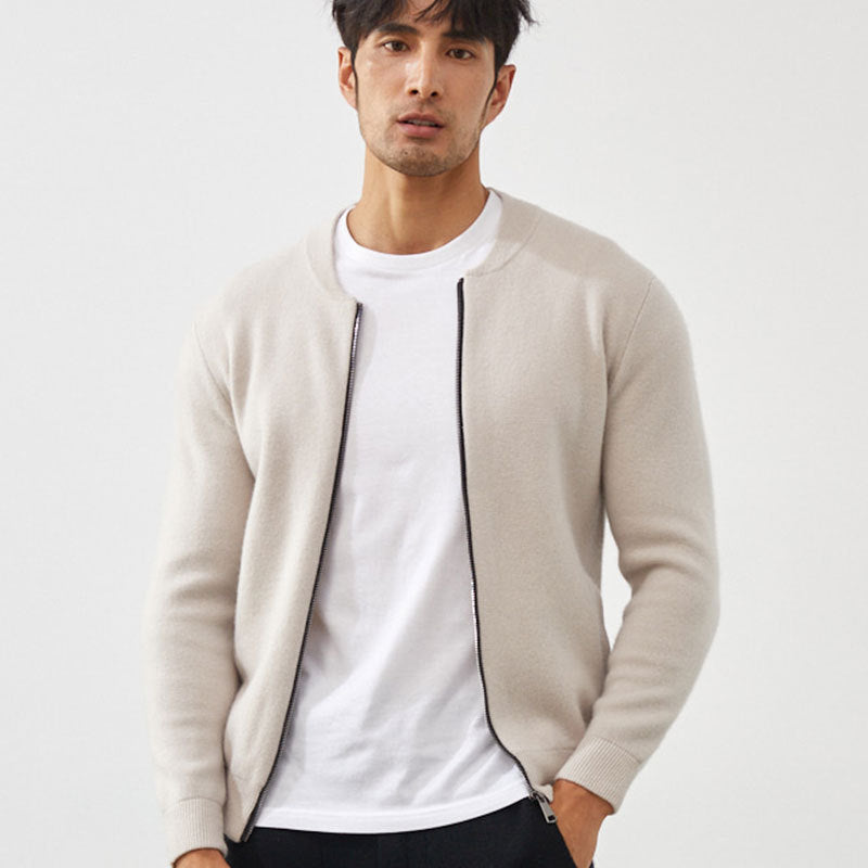 Fallwinter Mens Clothing Short Slim-fit Warm Crew-neck Cardigan Knitted Baseball Jacket - Top Sales💳💵