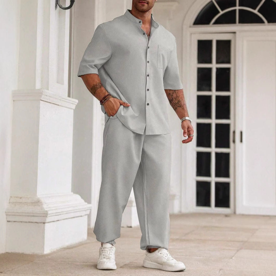 Men's Commuter Cotton And Linen Casual Button Short-sleeved Trousers - Top Sales💳💵