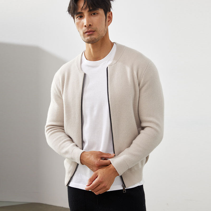 Fallwinter Mens Clothing Short Slim-fit Warm Crew-neck Cardigan Knitted Baseball Jacket - Top Sales💳💵