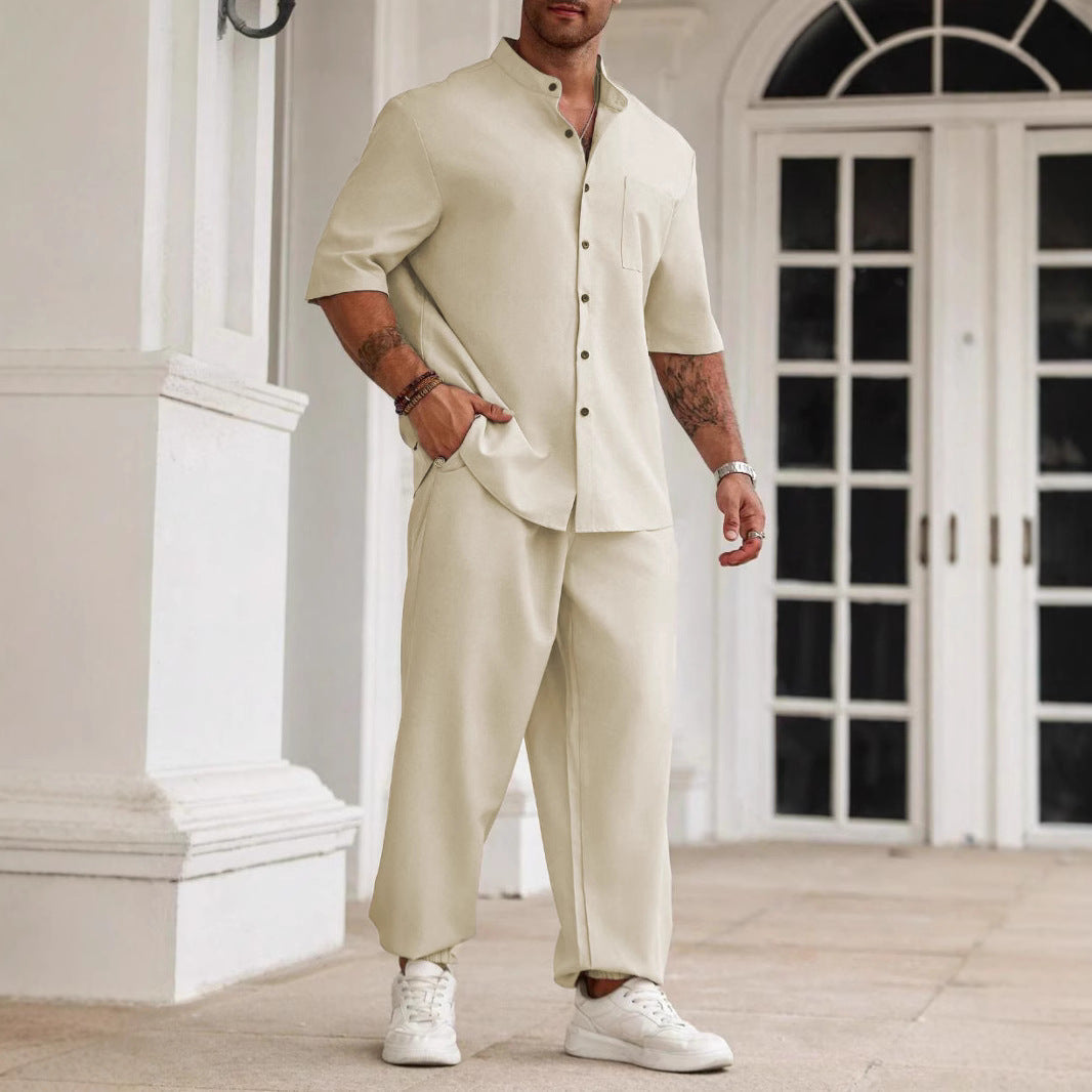 Men's Commuter Cotton And Linen Casual Button Short-sleeved Trousers - Top Sales💳💵