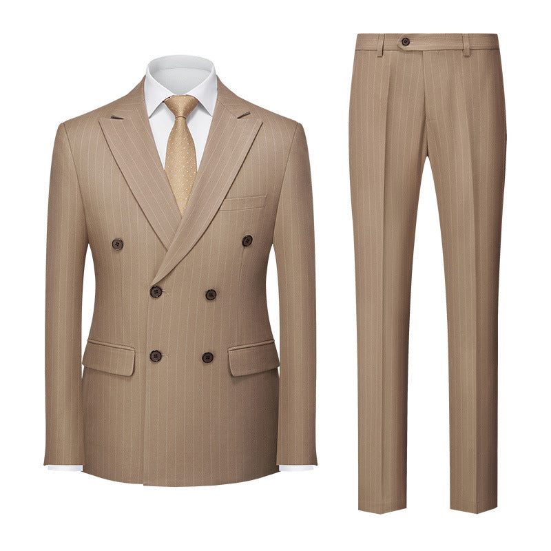 Men's Striped Suit Double-row Two-button Trousers Suit - Top Sales💳💵