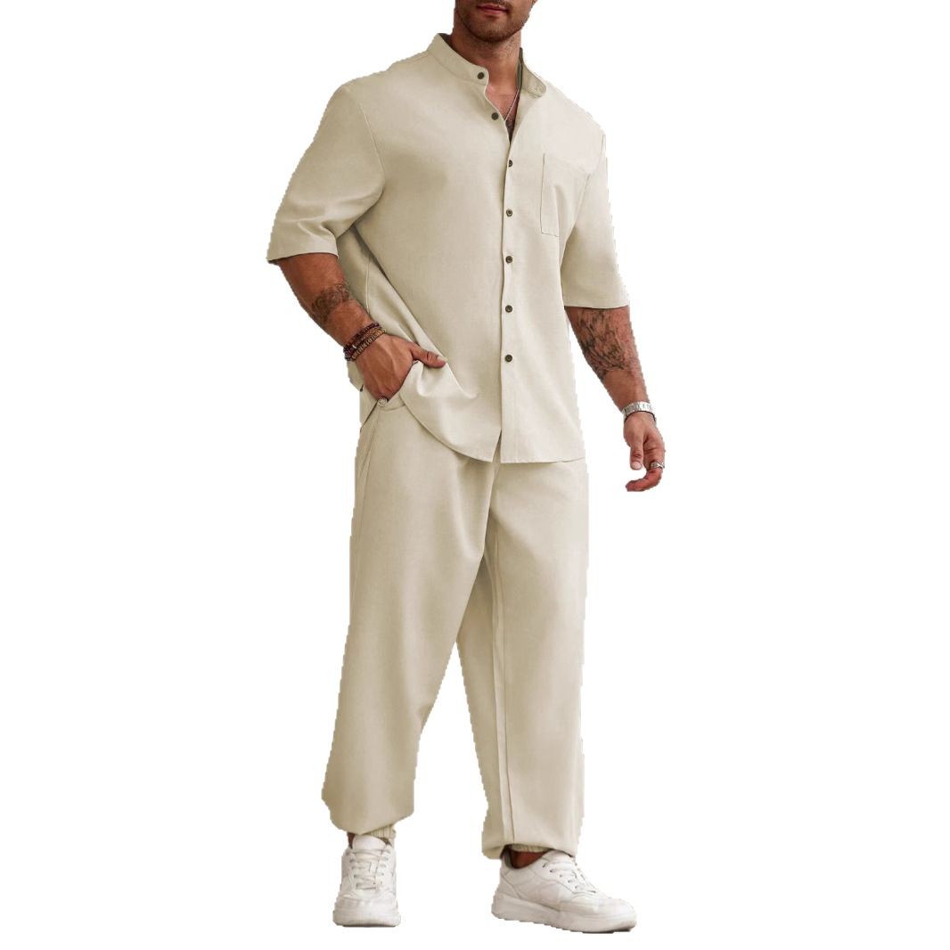 Men's Commuter Cotton And Linen Casual Button Short-sleeved Trousers - Top Sales💳💵